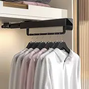 Valet Rod For Closet Pull Out, Aluminum Alloy Retractable Closet Rod, Bearing 25kg Extendable Pants Rack, Mute Track Wardrobe Hanger, Black Extendable Clothes Hanger, Pull Out Clothes Rack (Size :