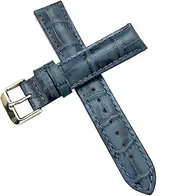 [g24] 19mm Genuine Leather Watch Band Strap Fits PRC200 , Quickster Chronograph, PRC200 Blue With Blue Stich Silver Buckle