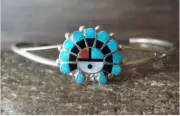 ZUNI NATIVE AMERICAN INDIAN STERLING SILVER BRACELET Signed By Emma Romancito