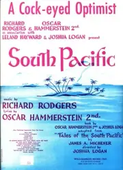A COCK-EYED OPTIMIST SHEET MUSIC SOUTH PACIFIC RODGERS HAMMERSTEIN 1949 RARE NEW