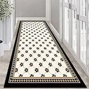 Black Bordered Carpet Runner Rugs for Hallway Long 1m 1.5m 2m 2.5m 3m 3.5m 4m 4.5m 5m 6m Modern Hall Runner Narrow Rug with Rubber Backing(3.9ft×14.8ft/120×450cm)