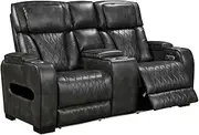 Two Seater Electric Recliner Sofa Air Leather Fluffy & Comfy Seat Headrest LED Light