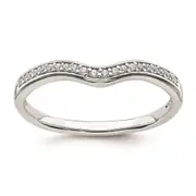 0.09ct. CZ Solid Real 14k White Gold Contoured Wedding Band Ring