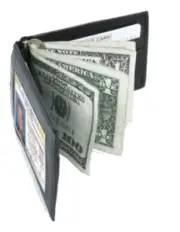 Genuine Leather Men's Bifold Money Clip Front Pocket Credit Card Wallet ID Badge