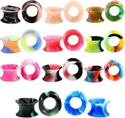 Colaxi 11 Pairs Flexible Silicone Flared Plugs Tunnel Ear Stretching - Multicolor, 16mm