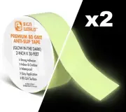 2"x30FT Glow in the Dark Anti-Slip Safety Grip Tape, 80 Grit 2PK 60FT
