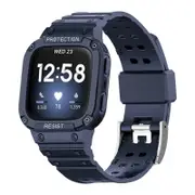 Watch Band with Protective Frame Uni-body Shockproof TPU Strap For Fitbit Versa 2/3 Versa Lite/Sense-SeaBlue