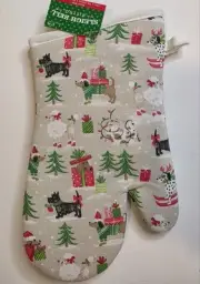 Sleigh Bell Bistro Christmas Oven Mitt Holiday Dogs Xmas Tree Gifts NWT