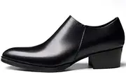 [Generic] Business Oxford for Men Formal ShoesGenuine Leather Slip On Zipper Low Top Pointed Toe High Heel Solid Colors Men's Leather Shoes