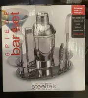 NEW Cocktail Shaker Set 6 Piece Steeltek Shaker Bar Set Bartender Gift