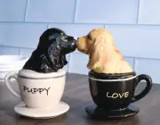 Ebros Cocker Spaniel Puppy Love Magnetic Ceramic Salt Pepper Shakers Set