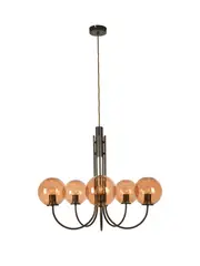 Bellini 5 Light Pendant in Bronze with Sepia Glass