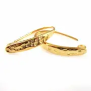 22K Gold plated over 925 Sterling Silver-Hammered Earwire - 2 pcs, 1 pair