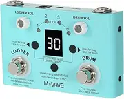 RAYWE Effect Pedal Drum & Looper Effector Mini 2-in-1 Machine Double Footswitch Guitar 30 Drums 4 Loops High Precision Tuner Adjustable Speed Light blue