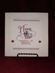 Mom Mender of Broken Hearts 6x6 Cross Stitch Canvas