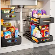 Under Sink Organizer, Pull Out Cabinet Organizers, Slide Sink Steel Shelf Cab...