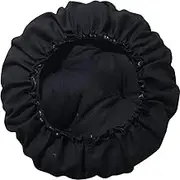 TINTON LIFE 16" Padded Round Bar Stool Cover Cushion with Elastic Fabric Round Chair Seat Cushion for Wooden Metal Stools Black