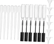 Healeved 2Sets Empty Eyeliner Tubes with Funnels Refillable Eyelash Bottles for DIY Mascara Durable Transparent Containers for Essential Oils and Storage