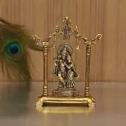 Metal Gold Plated Radha Krishna Idol Sculpture Statue- 7 x 5 Inches