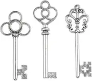 Aokbean Mixed Set of 30 Large Skeleton Keys in Antique Bronze - Set of 30 Keys, Large, Metal, No Gemstone