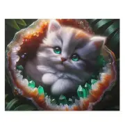 Puzzle 500-Piece Kitten Geode Crystals Jungle Fantasy