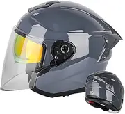 Motorcycle Half Helmet, 3/4 Half Jet Helmet with Sun Visor, Half Helmet with ECE/DOT Certification, Scooter Helmet Bike Helmet, for Moped Cruiser Bikers, Unisex A,S(54~55cm)
