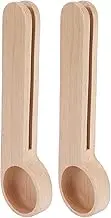 Wooden Coffee Scoop and Bag Clip, 2PCS 2in 1 Wood Coffee Clip Scoop Food Snack Sealing Clip Tea Coffee Bean Measuring Spoon