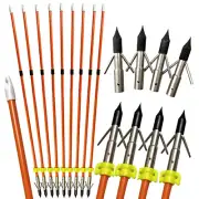30" Bowfishing Arrows Fiberglass Broadheads Points Archery Bow Fishing Hunting