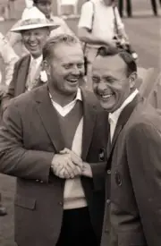 Golf The Masters Jack Nicklaus victorious with Arnold Palmer after- Old Photo