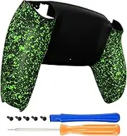 eXtremeRate Textured Green Non-Slip Custom Back Bottom Shell Compatible with ps5 Controller, 3D Splashing Cover, Game Improvement Replacement Back Shell Cover Compatible with ps5 Controller