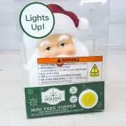 Santa Clause Head Blow Mold Light-Up 5.5" Christmas Mini Tree Topper NEW