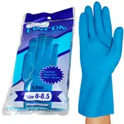 Lincon Silverlined Natural Rubber Gloves with Silver Lining Biodegradable Size 8-8.5 Blue Unscented Pair