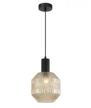 MARACA Interior Glass Jar With Quadrilateral Segment Pendant Light- Amber