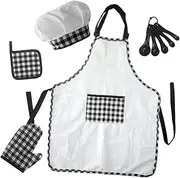 Vaguelly 1 Set Kids Cooking Apron Boys Aprons for Cooking Kids Apron for Kids Toddler Cooking Apron Kids Baking Kits Kids Kitchen Apron Toddler Aprons for Cooking Cotton Hat Child Cosplay