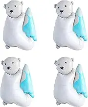 4 Pcs Large Animal Balloons White Polar Bear Foil Balloons for Birthday Party Decorations Supplies