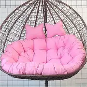 Outdoor Swing Egg Chair Cushion 6" Thick with Removable Zippered & Headrest, Soft Patio Cushion with Ties for Porch, Garden, Balcony, Removable for Cleaning(Light Pink)