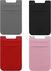 eMagTech 4Pcs Phone Card Holder Cell Phone Card Wallet Stick on Phone Card Holder Self Adhesive Phone Card Holder for ID Card Credit Cards Multicoloured