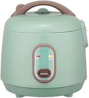 2L Nonstick Rice Pot Alloy Plastic Rice Cooker, Small Rice Cooker, Food Steamer Basket Measuring Cup for Stews Grains Hot Cereals Rice Soups (Green)