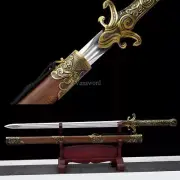 Chinese Jian 羽翎剑 Manganese Steel Real Sword Straight Rosewood Sheath for Display