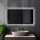 LED Lighted Wall Mounted Rectangle Frameless Bathroom Makeup Mirror