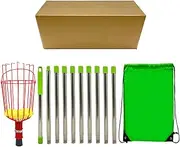 Fruit Picker Basket, Adjustable Telescoping Pole Tool Fruit Picking Equipment Fruit Harvester Attachment Telescopic Fruit Tree Picker Tool for Picking Orange Mango Avocado(with 10 Extension Rod)