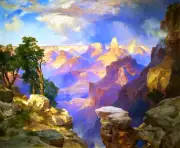 Grand Canyon with Rainbow Thomas Moran Rocks Cliffs Painting Poster Art Print