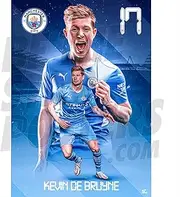 Be The Star Posters Man City FC Kevin De Bruyne Action 21/22 Poster A2 - Officially Licensed Product, Blue, 16.5 x 23.3 inches