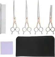 Grooming Kit with 7 Inch Double Tail Trimming Scissors and Comb Set for Dogs Cats Rabbits Hamsters Includes Storage and Multiple Scissors for Professional Grooming