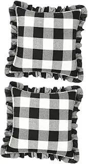 QUMIIRITY 2pcs Chic Checkered Pillow Case Silk Pillowcase Cover for Sofa Bed Couch Chair Pillow Protector Case Set