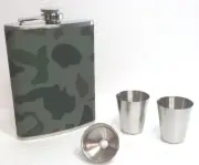 4 PC STAINLESS STEEL 7 OZ FLASK SET SHOT GLASSES FUNNEL CAMO WINE WEDDING GIFT