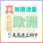 【AOTEX 奧特克斯】5天歐洲上網卡真無限高速流量吃到飽(手機卡SIM卡網路卡預付卡)