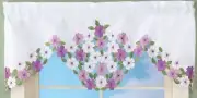 1 Fabric Embroidered Valance(40"Wx16.5"L)ELEGANT WILDFLOWERS(no tiers/drapes),CE