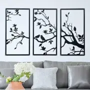 3 Packs Birds On Branch Large Metal Wall Art Decor,Black Tree of Life Silhoue...