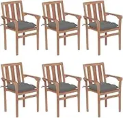 Garden Chair Stackable Garden Chairs with Cushions 6 pcs Solid Teak Wood Patio Seating